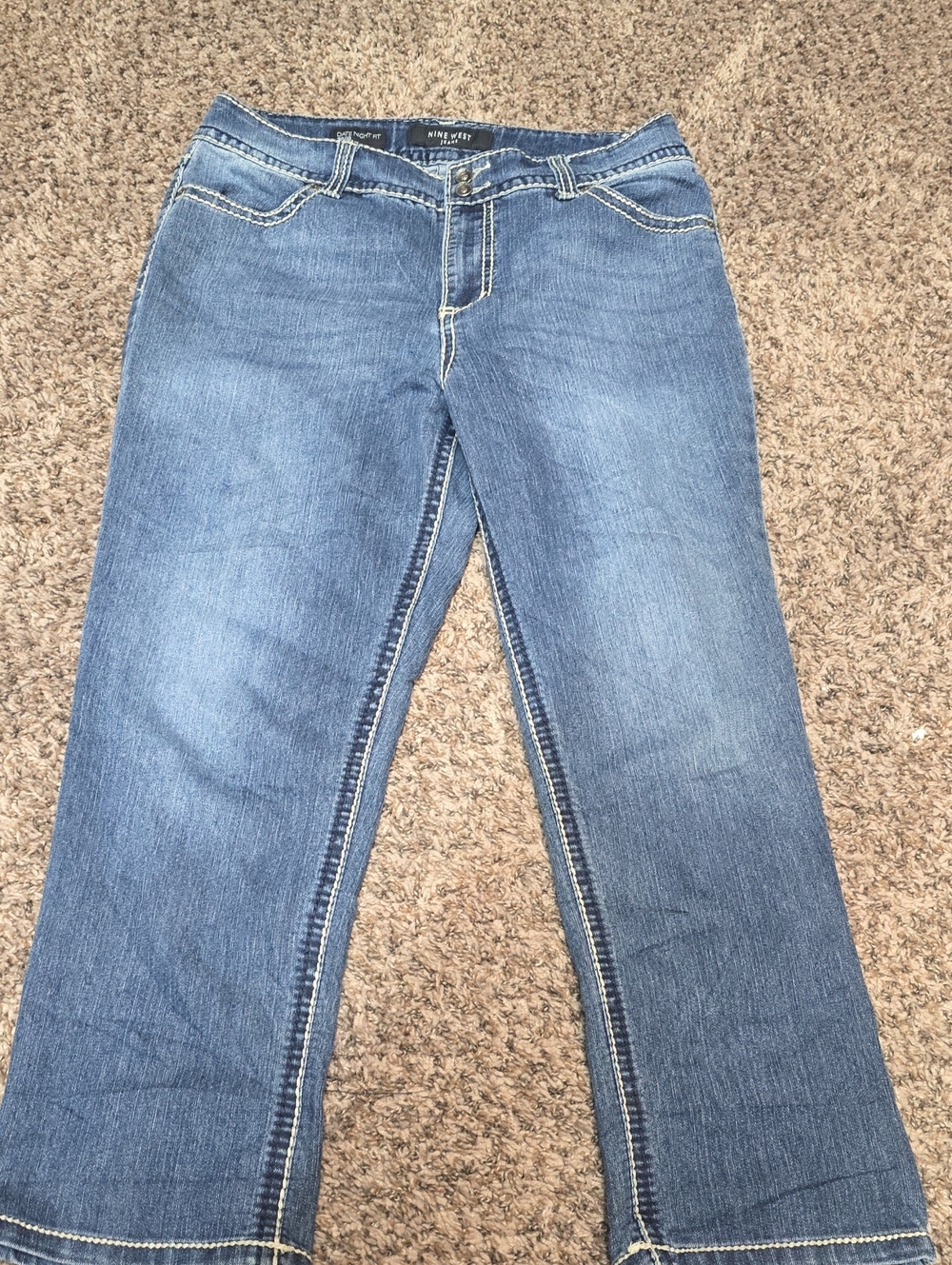 Nine West Women's Midwash Blue Boot-Cut Jeans